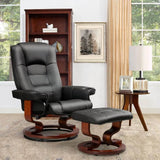 Adjustable Faux Leather Swivel Recliner Chair With Ottoman - Omega Lifestyles