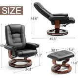 Adjustable Faux Leather Swivel Recliner Chair With Ottoman - Omega Lifestyles