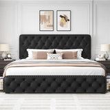 Adjustable Faux Leather Upholstered Metal Bed Frame With Storage - Omega Lifestyles
