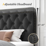 Adjustable Faux Leather Upholstered Metal Bed Frame With Storage - Omega Lifestyles