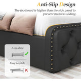 Adjustable Faux Leather Upholstered Metal Bed Frame With Storage - Omega Lifestyles