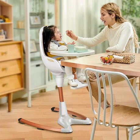 Adjustable Height Luxury Baby Dining High Chair White Gold - Omega Lifestyles
