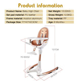 Adjustable Height Luxury Baby Dining High Chair White Gold - Omega Lifestyles