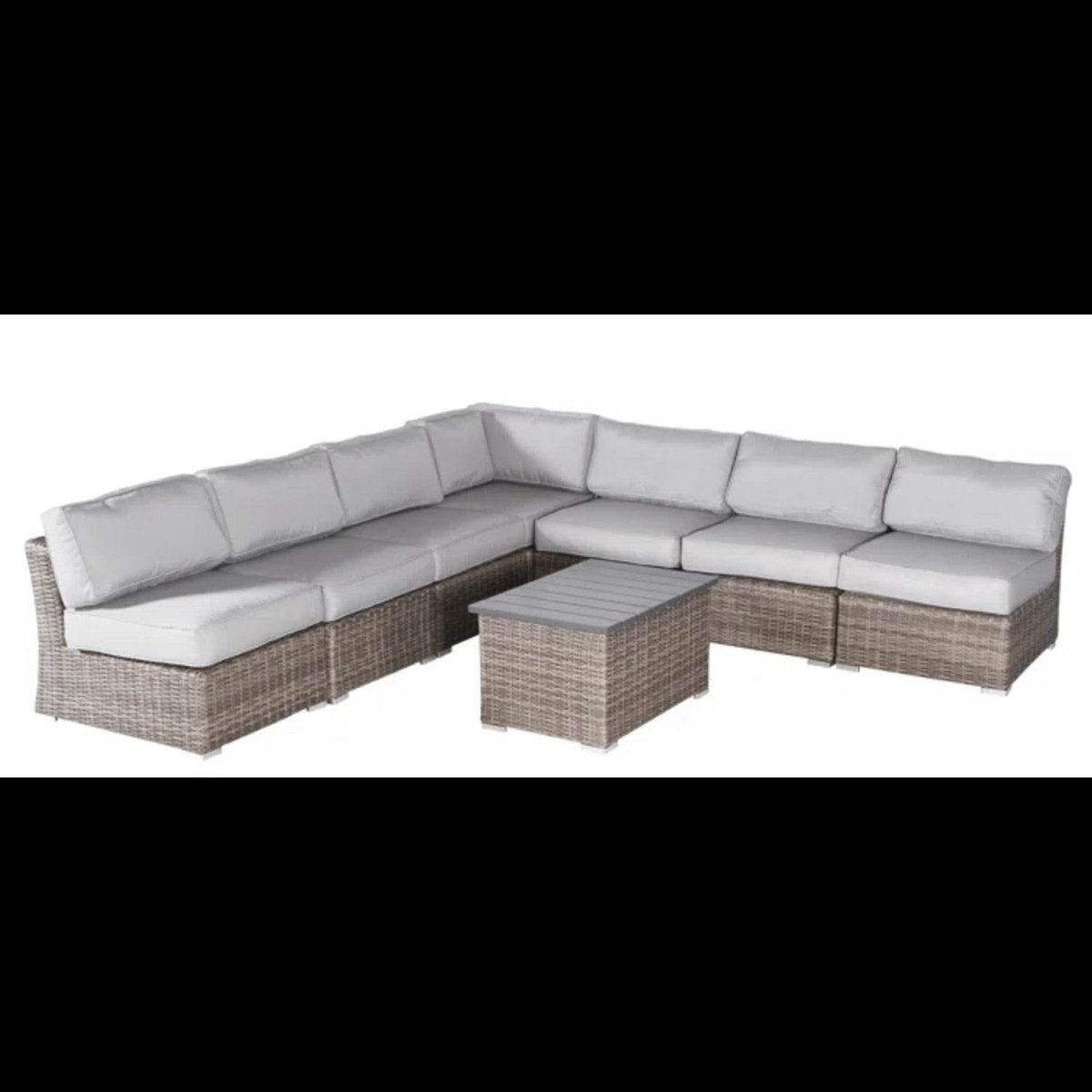 All - Weather 8 - Piece Wicker Patio Seating Group With Cushions - Driftwood - Omega Lifestyles