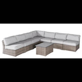 All - Weather 8 - Piece Wicker Patio Seating Group With Cushions - Driftwood - Omega Lifestyles