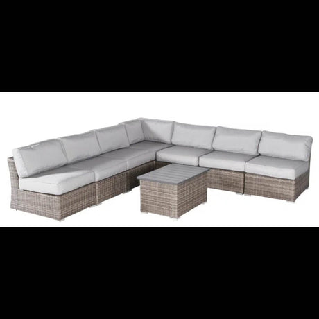 All - Weather 8 - Piece Wicker Patio Seating Group With Cushions - Driftwood - Omega Lifestyles
