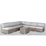 All - Weather 8 - Piece Wicker Patio Seating Group With Cushions - Driftwood - Omega Lifestyles