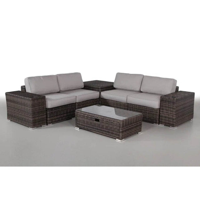 All-Weather Espresso Wicker Outdoor Sectional Sofa Set - Omega Lifestyles