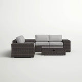 All - Weather Espresso Wicker Outdoor Sectional Sofa Set - Driftwood - Omega Lifestyles