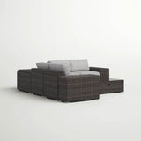 All - Weather Espresso Wicker Outdoor Sectional Sofa Set - Driftwood - Omega Lifestyles