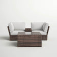 All - Weather Wicker 4 - Piece Outdoor Sectional Seating Set - Driftwood - Omega Lifestyles