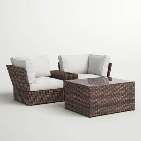 All - Weather Wicker 4 - Piece Outdoor Sectional Seating Set - Driftwood - Omega Lifestyles