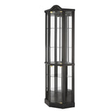Antique Black Glass Corner Curio Cabinet With Lighting - Omega Lifestyles