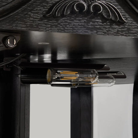 Antique Black Glass Corner Curio Cabinet With Lighting - Omega Lifestyles