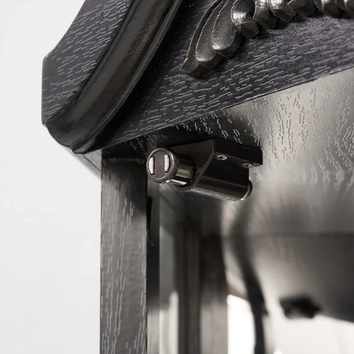 Antique Black Glass Corner Curio Cabinet With Lighting - Omega Lifestyles