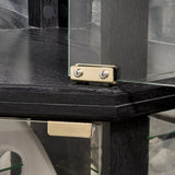 Antique Black Glass Corner Curio Cabinet With Lighting - Omega Lifestyles