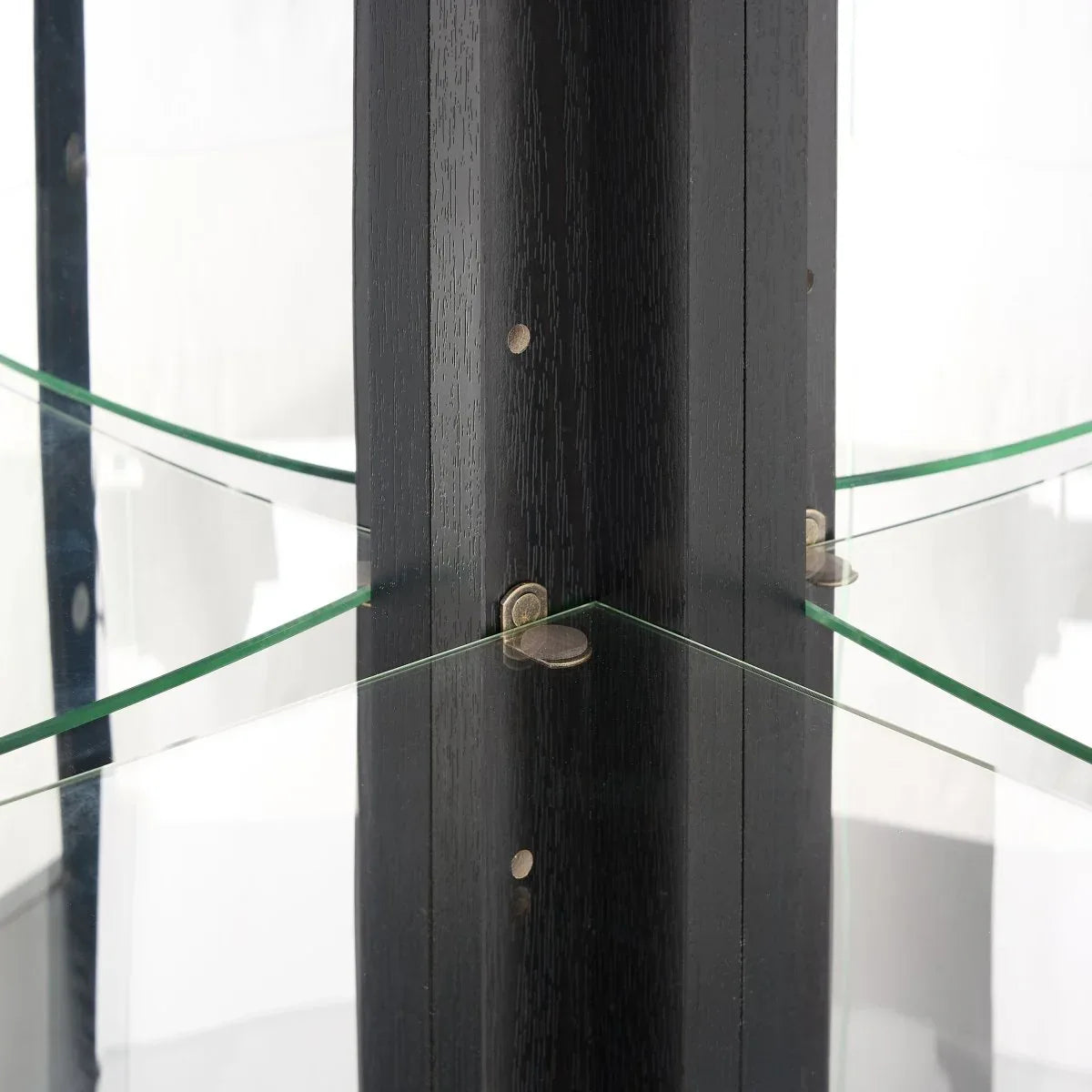 Antique Black Glass Corner Curio Cabinet With Lighting - Omega Lifestyles