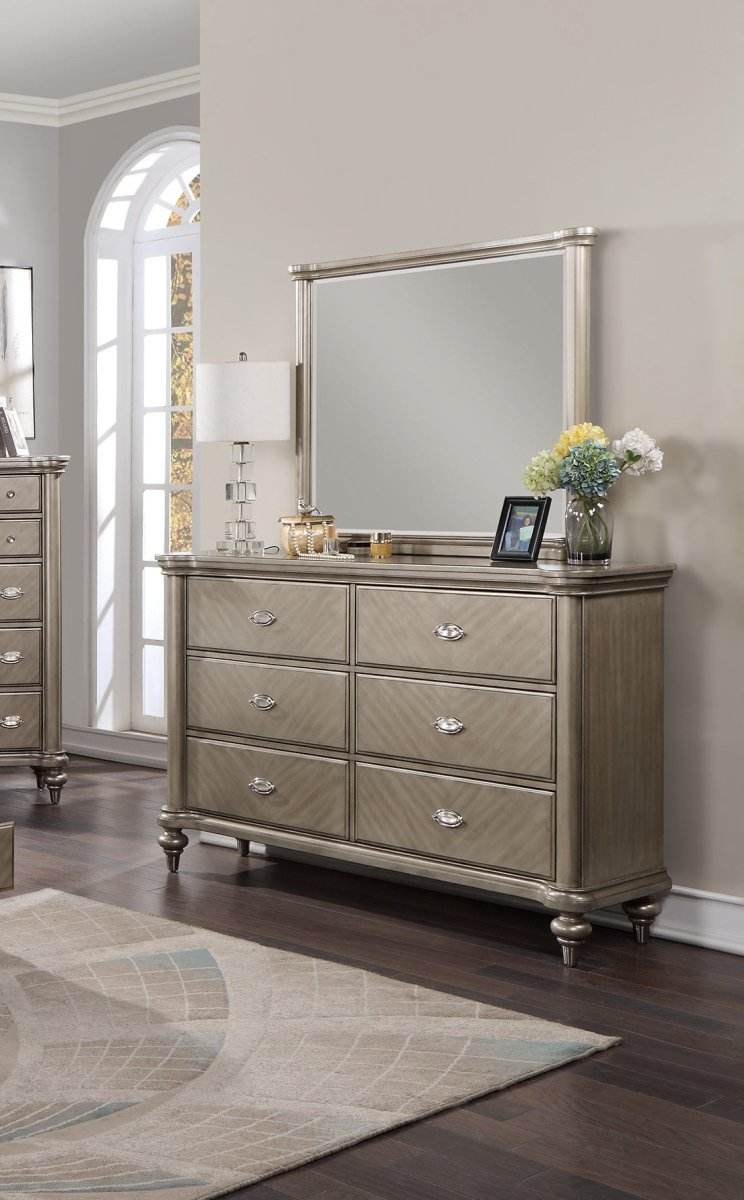 Antique Silver Solid Wood Contemporary Dresser With Mirror - Sleep Galleria