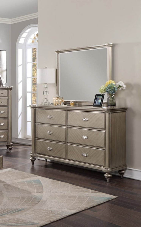 Antique Silver Solid Wood Contemporary Dresser With Mirror - Sleep Galleria