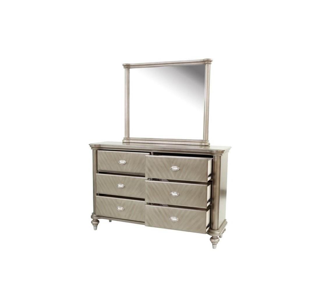 Antique Silver Solid Wood Contemporary Dresser With Mirror - Sleep Galleria