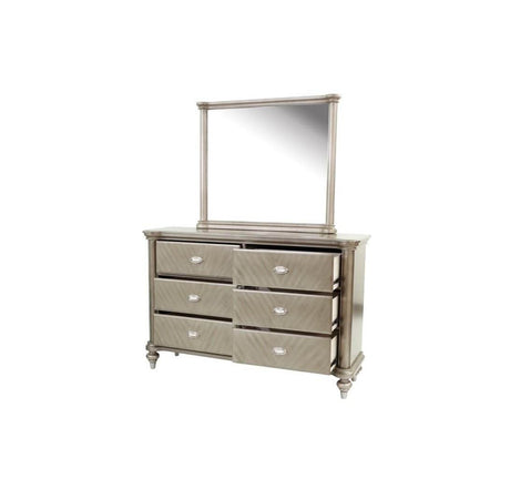 Antique Silver Solid Wood Contemporary Dresser With Mirror - Sleep Galleria