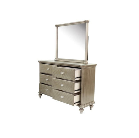 Antique Silver Solid Wood Contemporary Dresser With Mirror - Sleep Galleria