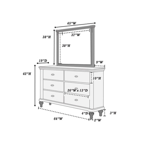 Antique Silver Solid Wood Contemporary Dresser With Mirror - Sleep Galleria