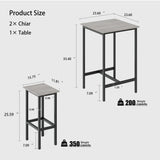 Bar Table Set With 2 Grey MDF Stools - Omega Lifestyles