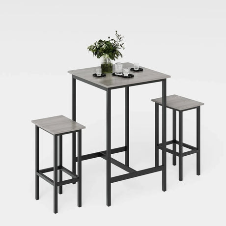 Bar Table Set With 2 Grey MDF Stools - Omega Lifestyles