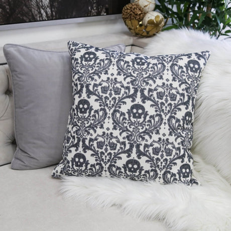 Baroque Skull 20x20 Inch Polyester Throw Pillow - Driftwood - Omega Lifestyles