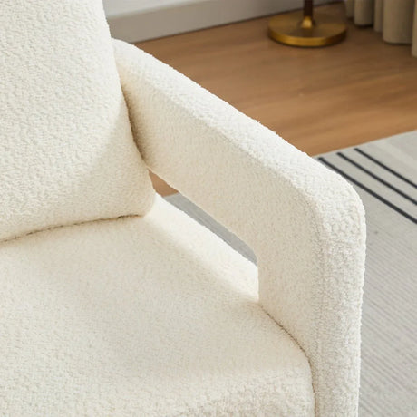 Beige Boucle 360-Degree Swivel Accent Chair - Omega Lifestyles