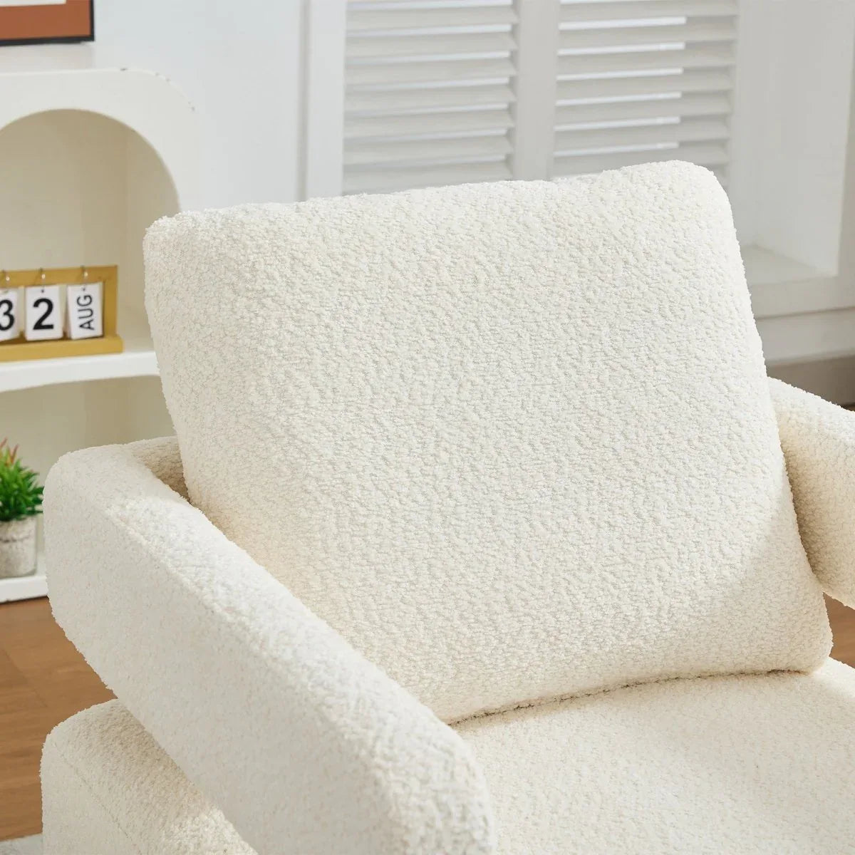Beige Boucle 360-Degree Swivel Accent Chair - Omega Lifestyles