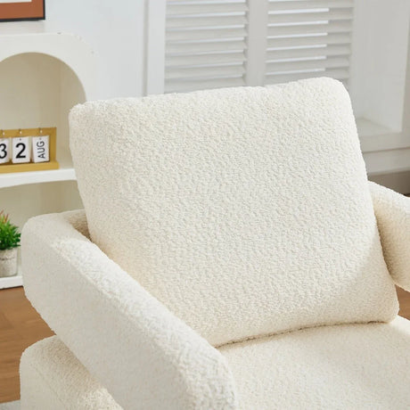 Beige Boucle 360-Degree Swivel Accent Chair - Omega Lifestyles