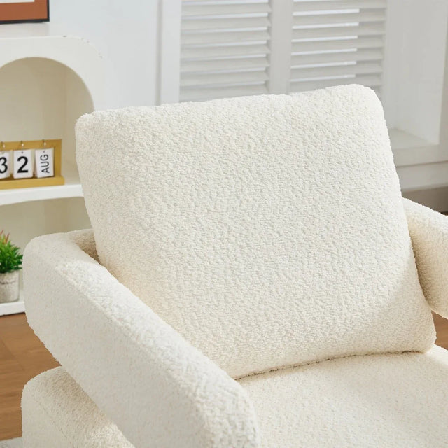 Beige Boucle 360-Degree Swivel Accent Chair - Omega Lifestyles