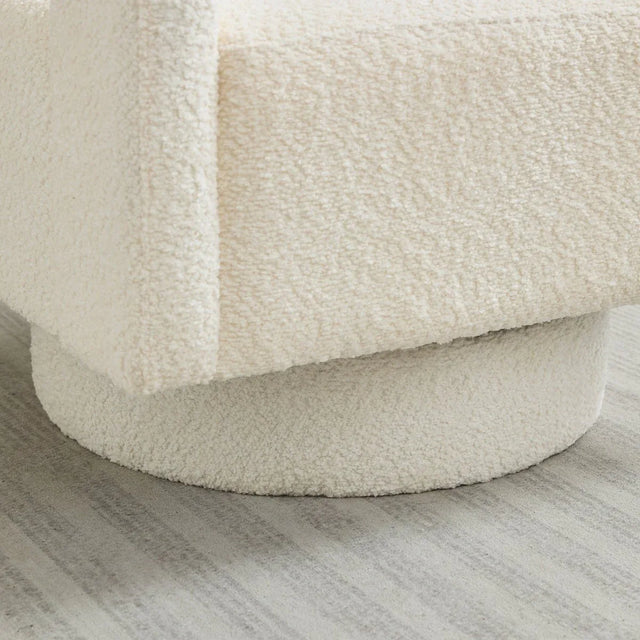 Beige Boucle 360-Degree Swivel Accent Chair - Omega Lifestyles