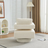 Beige Boucle 360-Degree Swivel Accent Chair - Omega Lifestyles