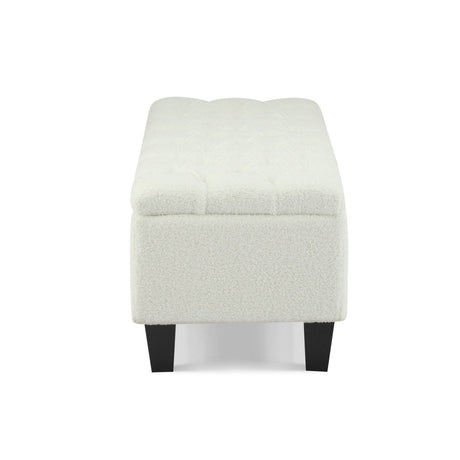 Beige Boucle Storage Ottoman Bench With Foam Cushion - Sleep Galleria