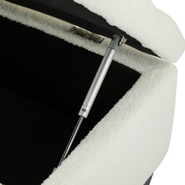 Beige Boucle Storage Ottoman Bench With Foam Cushion - Omega Lifestyles