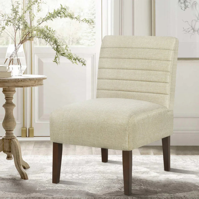 Beige Modern Armless Accent Chair With Tufted Upholstery - Omega Lifestyles