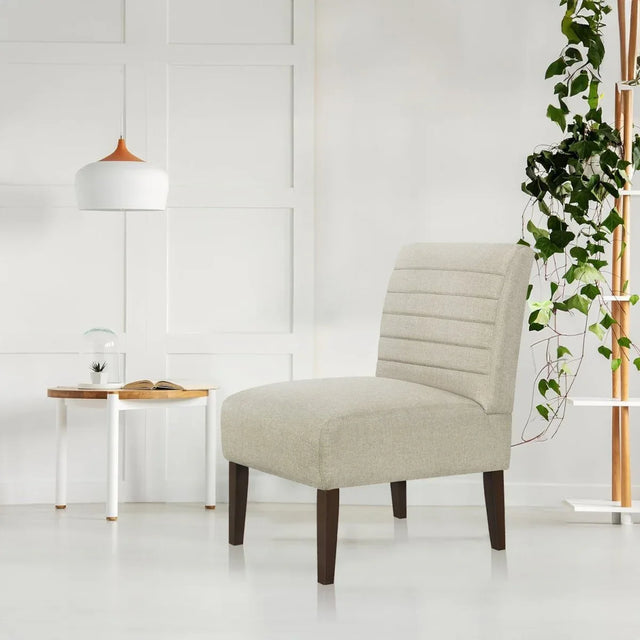 Beige Modern Armless Accent Chair With Tufted Upholstery - Omega Lifestyles