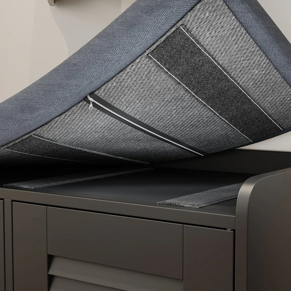 Black Shoe Storage Bench With Cushion And Adjustable Shelves - Omega Lifestyles