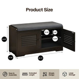 Black Shoe Storage Bench With Cushion And Adjustable Shelves - Omega Lifestyles