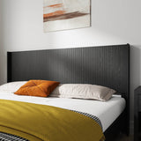 Black Woodgrain Solid Wood Farmhouse King Headboard - Driftwood - Omega Lifestyles