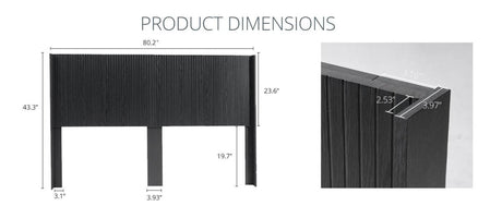 Black Woodgrain Solid Wood Farmhouse King Headboard - Driftwood - Omega Lifestyles