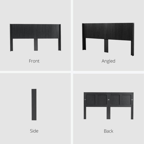 Black Woodgrain Solid Wood Farmhouse King Headboard - Driftwood - Omega Lifestyles