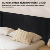 Black Woodgrain Solid Wood Farmhouse King Headboard - Driftwood - Omega Lifestyles