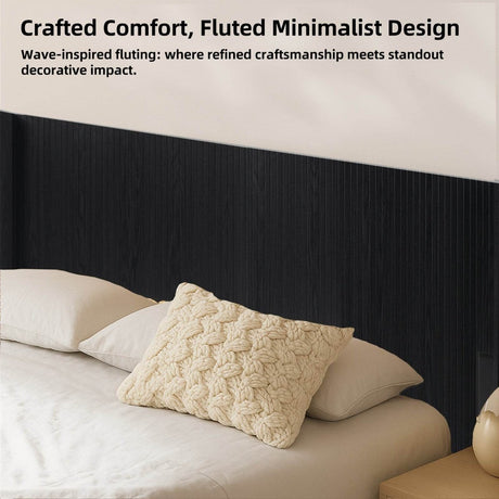 Black Woodgrain Solid Wood Farmhouse King Headboard - Driftwood - Omega Lifestyles