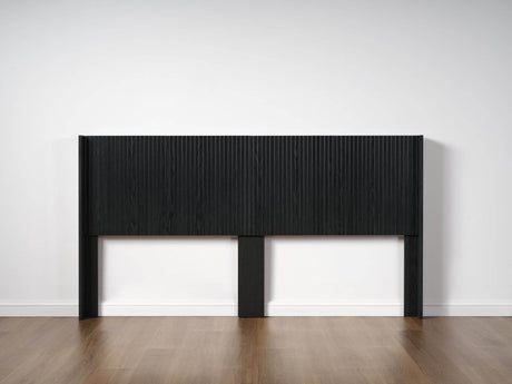 Black Woodgrain Solid Wood Farmhouse King Headboard - Driftwood - Omega Lifestyles