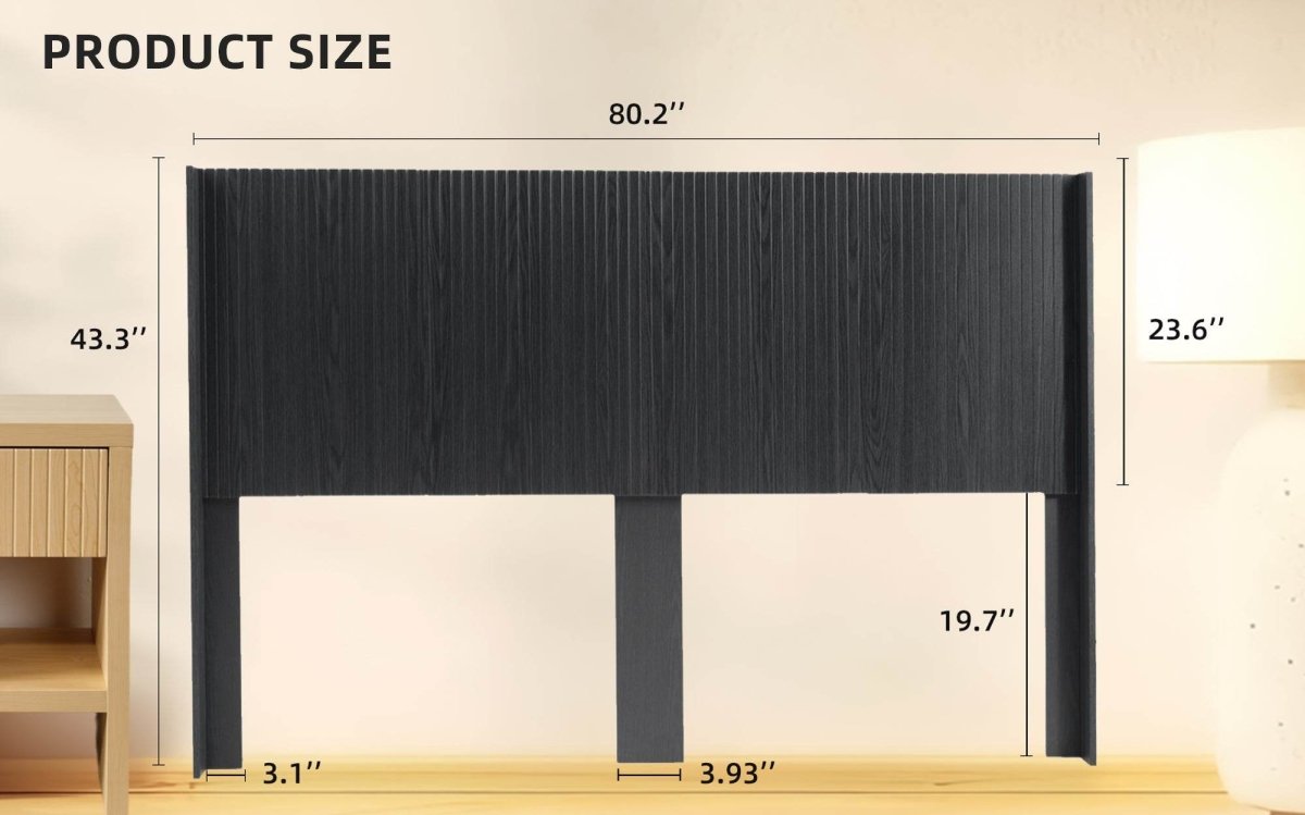 Black Woodgrain Solid Wood Farmhouse King Headboard - Driftwood - Omega Lifestyles