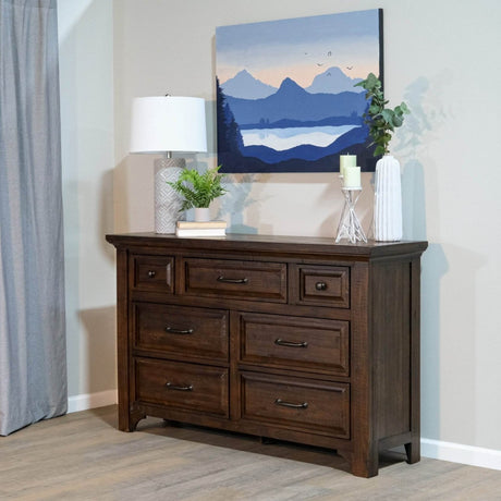 Brown 7 - Drawer Engineered Wood Traditional Style Dresser - Driftwood - Omega Lifestyles